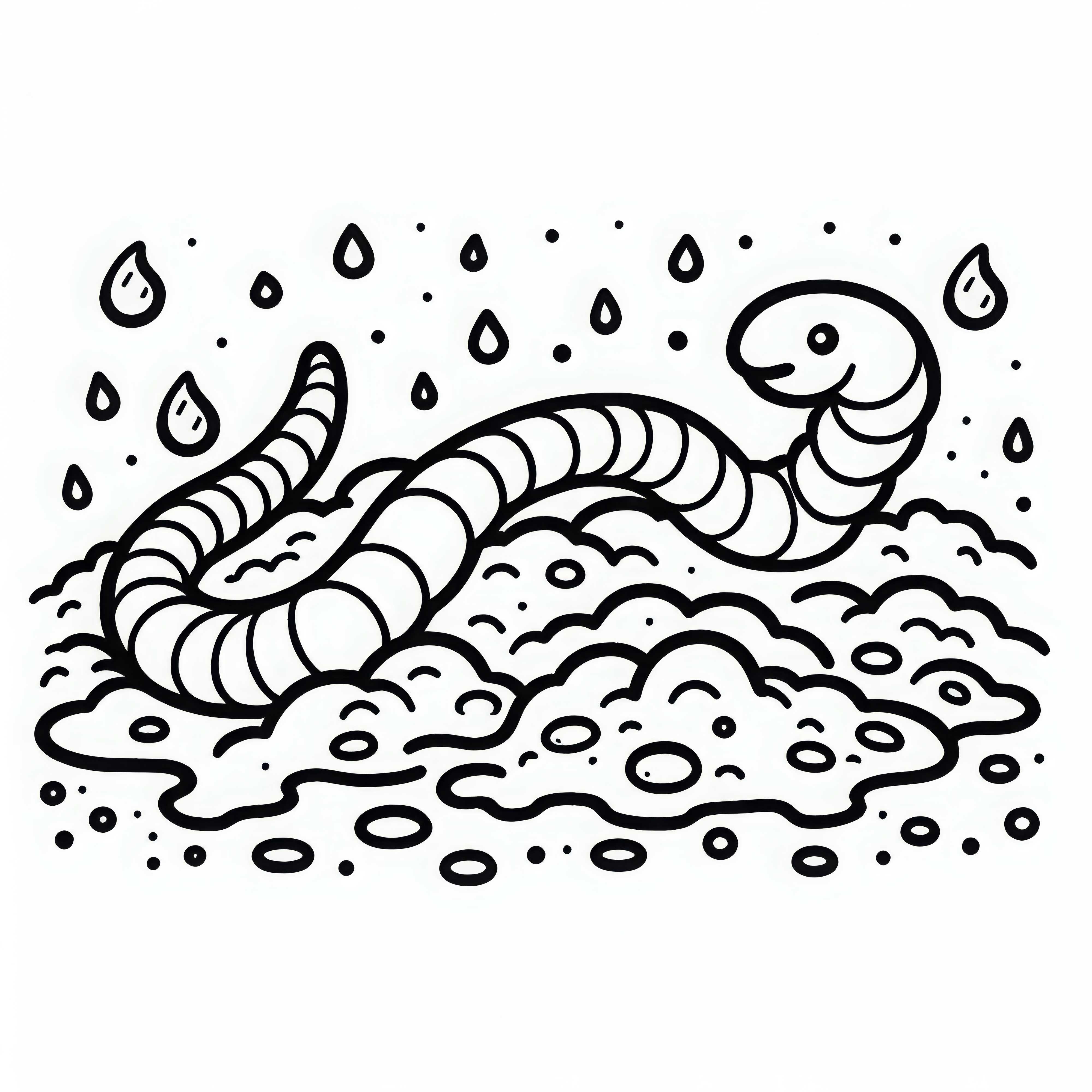 Deževnik se plazi skozi zemljo: Predloga za barvanje za prenos (Brezplačno) Deževnik se zvija skozi zemljo: Predloga za barvanje za prenos (brezplačno)