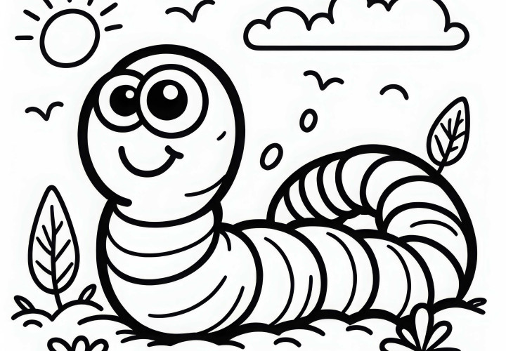 Раскраска дождевого червя для скачивания (бесплатно)