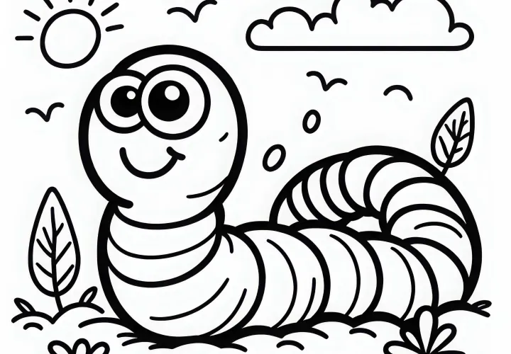Раскраска дождевого червя для скачивания (бесплатно)