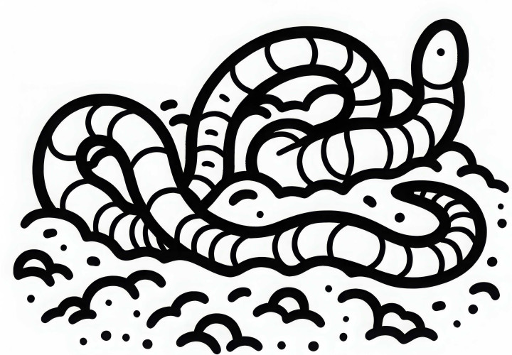 Раскраска дождевого червя для скачивания (Бесплатно)