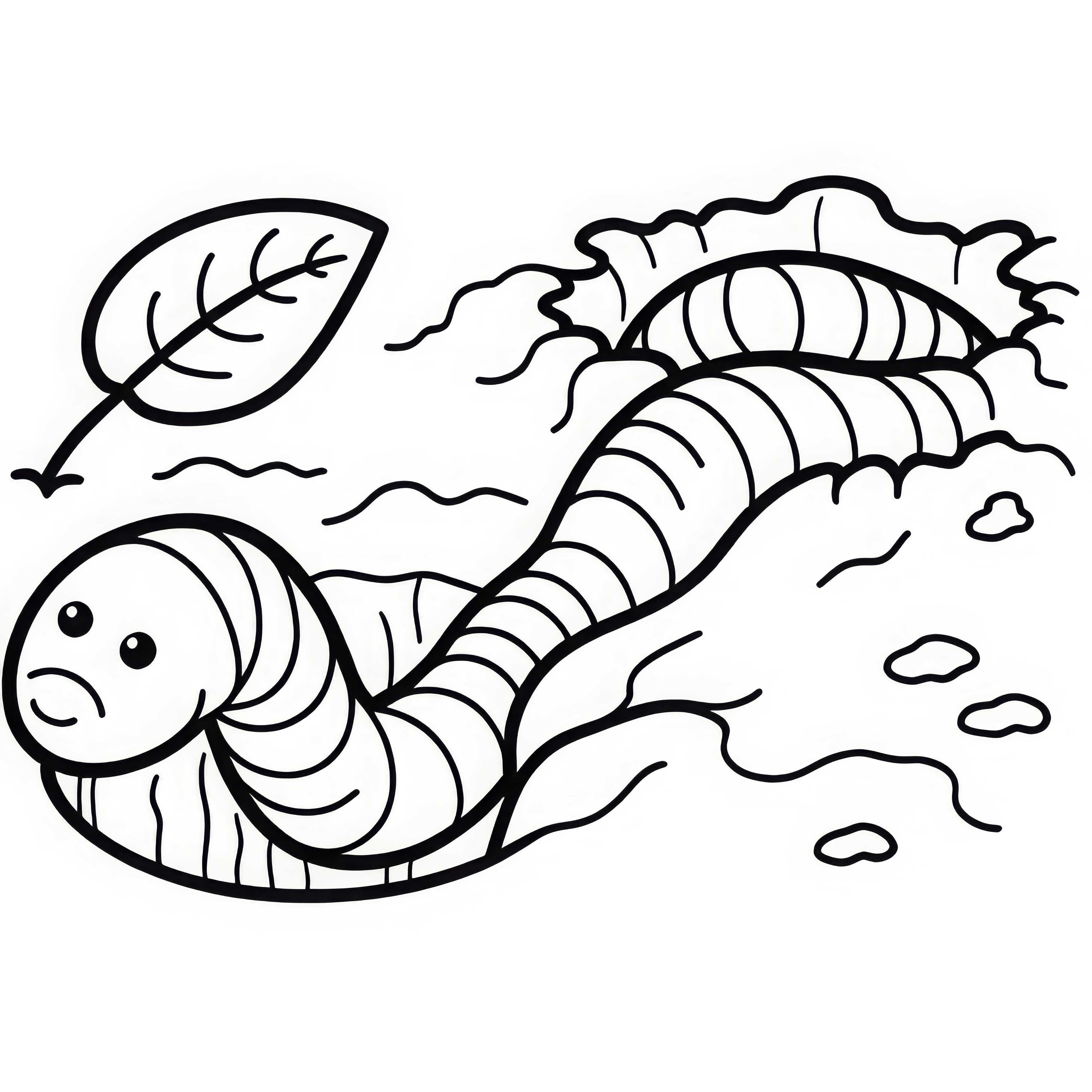 Deževnik se vije skozi zemeljski črv: Slika za pobarvanje za prenos (Brezplačno)