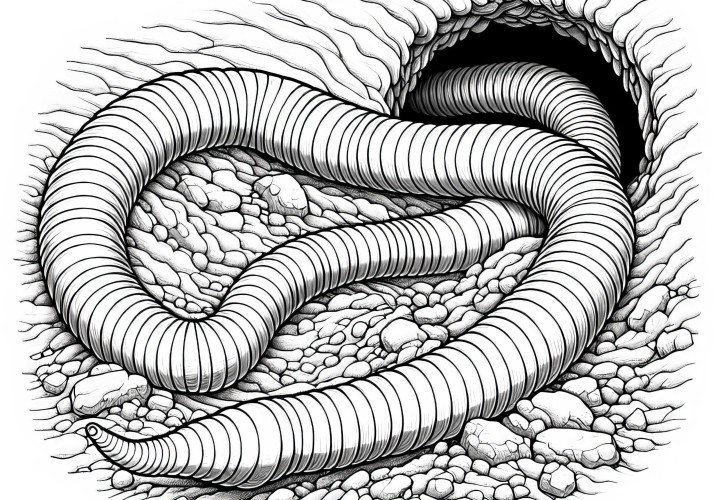 Regenorm i jorden: Fargeleggingsbilde for nedlasting (Gratis)