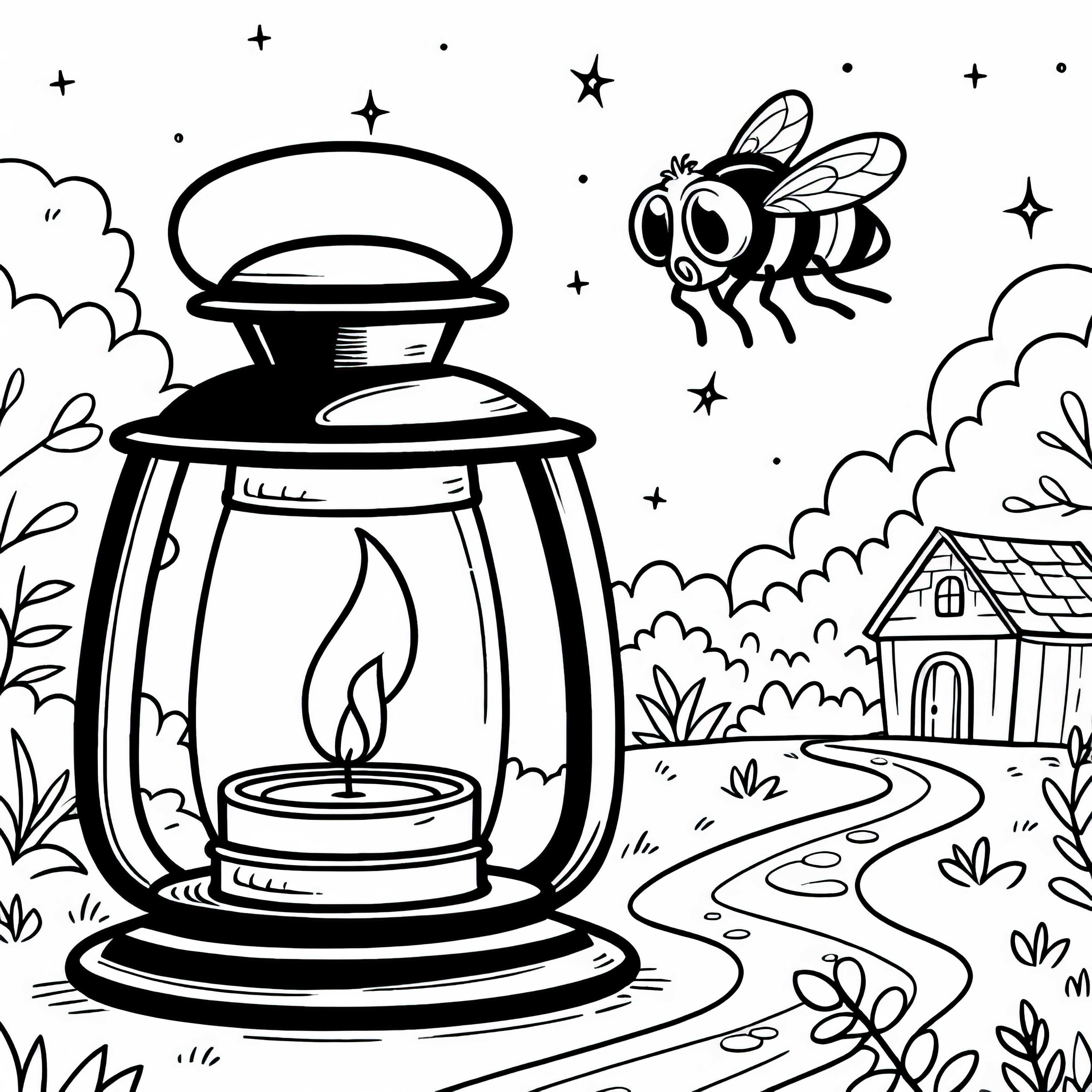 Flue flyver omkring lygten: Malerklat til download (Gratis)