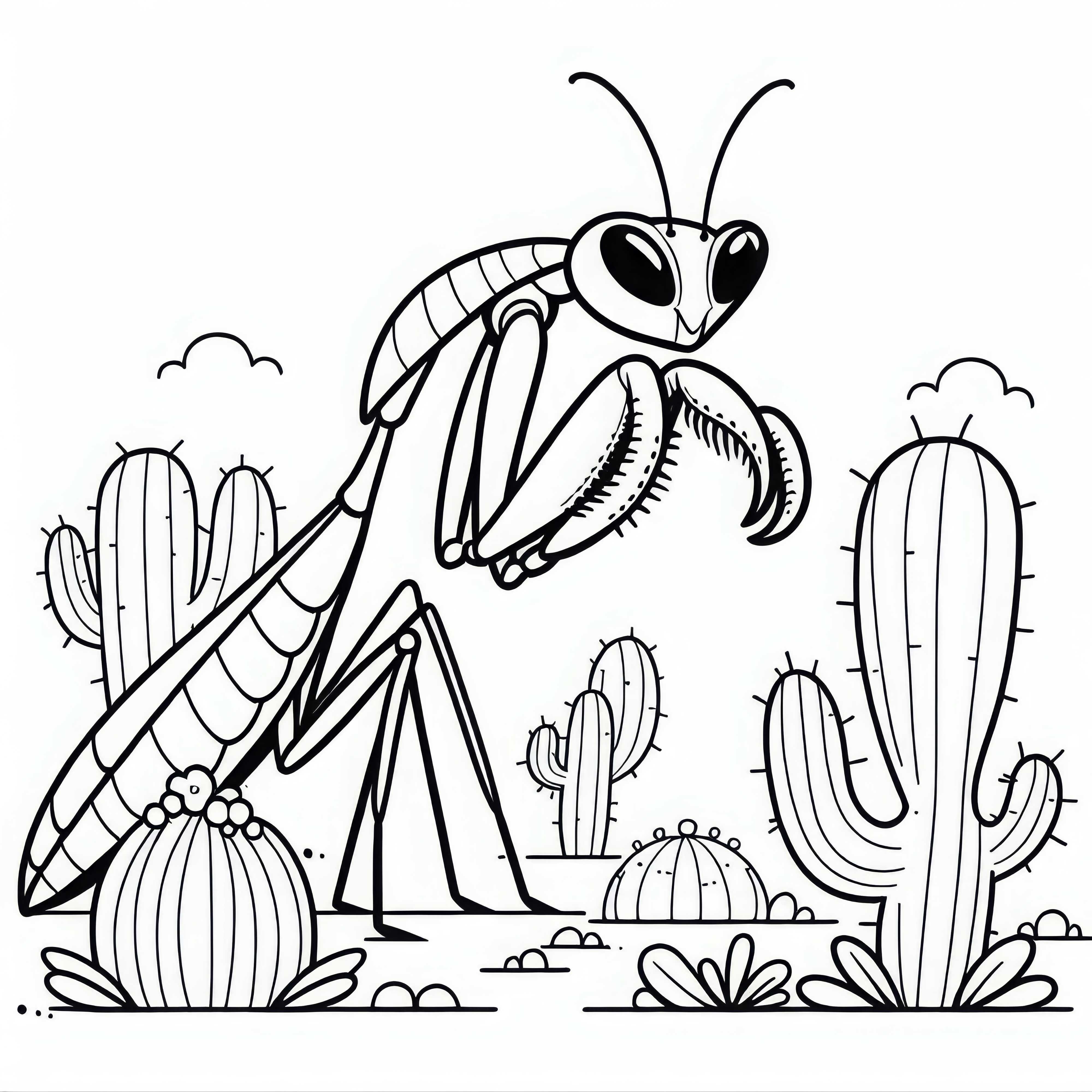 A louva-a-deus levanta seus bra&ccedil;os de captura &ndash; Modelo para colorir gratuito