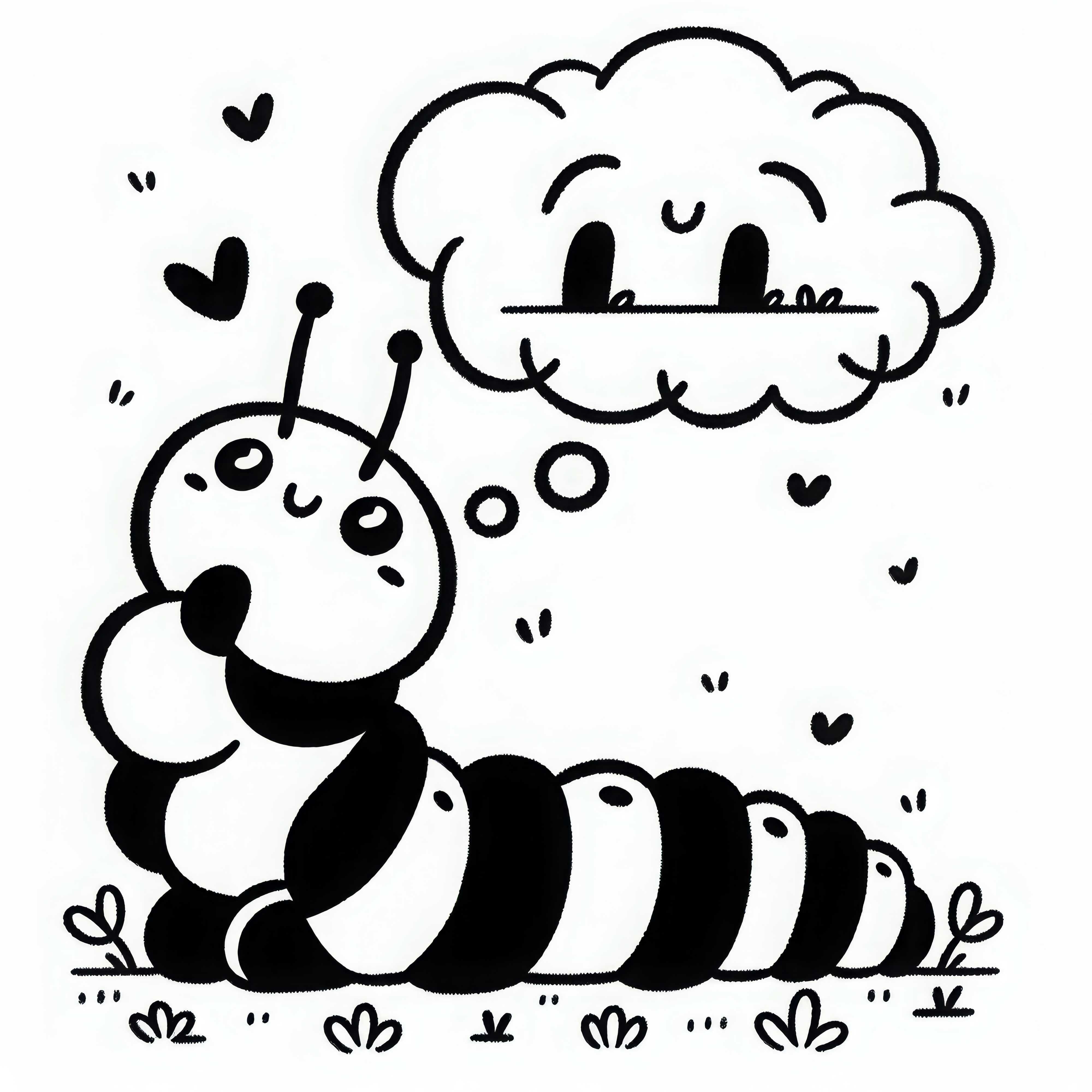 Rama-rama melihat ke langit dan bermimpi: Gambar untuk diwarnai yang dapat diunduh (Gratis)