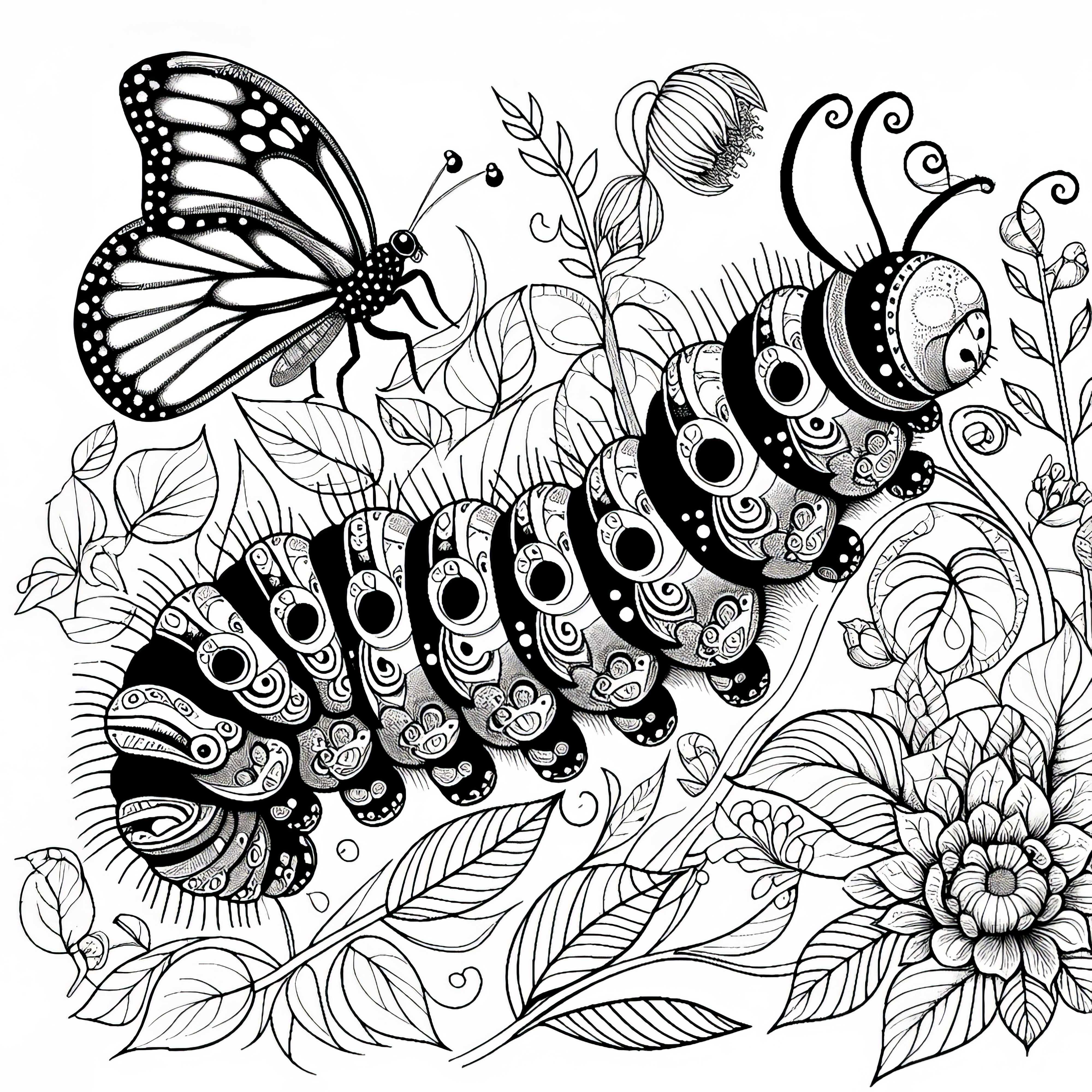 Gambar Mewarnai Caterpillar: Detail yang kaya untuk diunduh (Gratis)