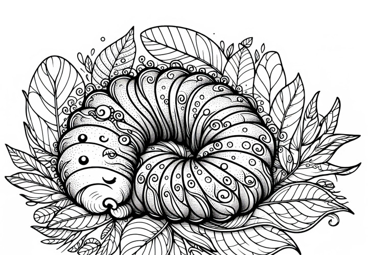 Ulat di atas daun: Template mewarnai yang detail (Gratis) Rubah di atas daun: Template menggambar detail tinggi (Gratis)