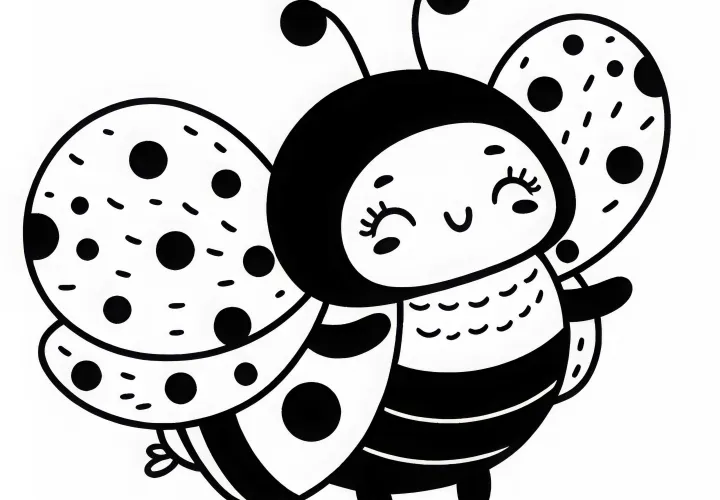 Bubamara z krili se pripravlja na let: Slika za pobarvati za preneseti (brezplačno)