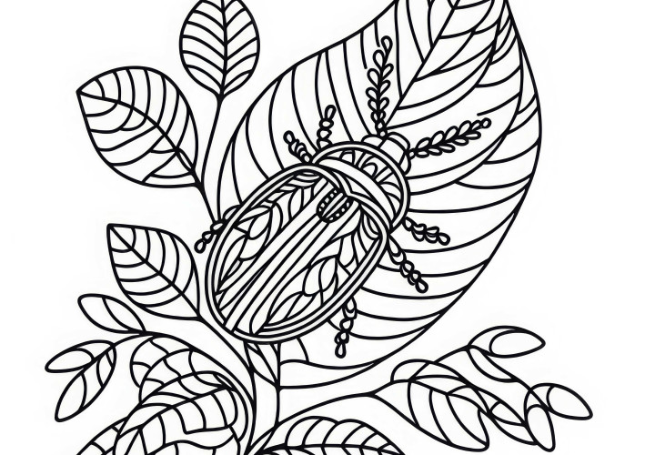 Bladmus krabber over blad: Fargeleggingsbilde til nedlasting (gratis)