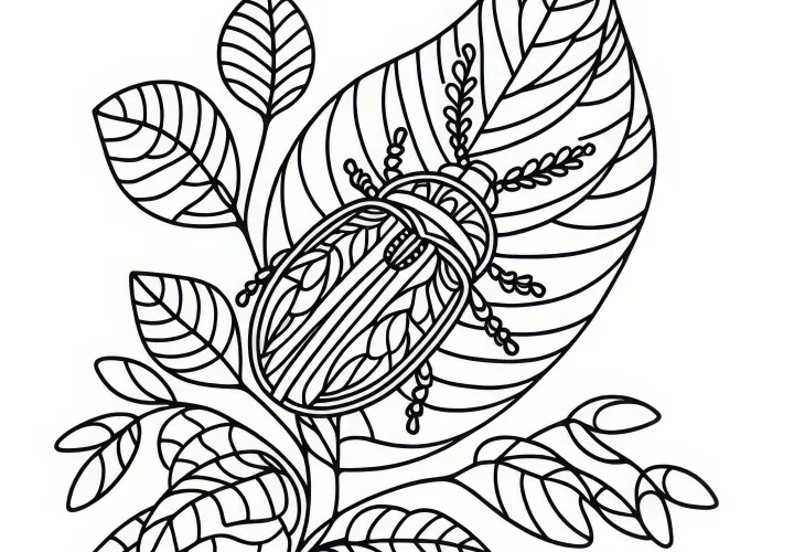 Bubka se plazi po listu: Slika za pobarvanje za prenos (brezplačno)