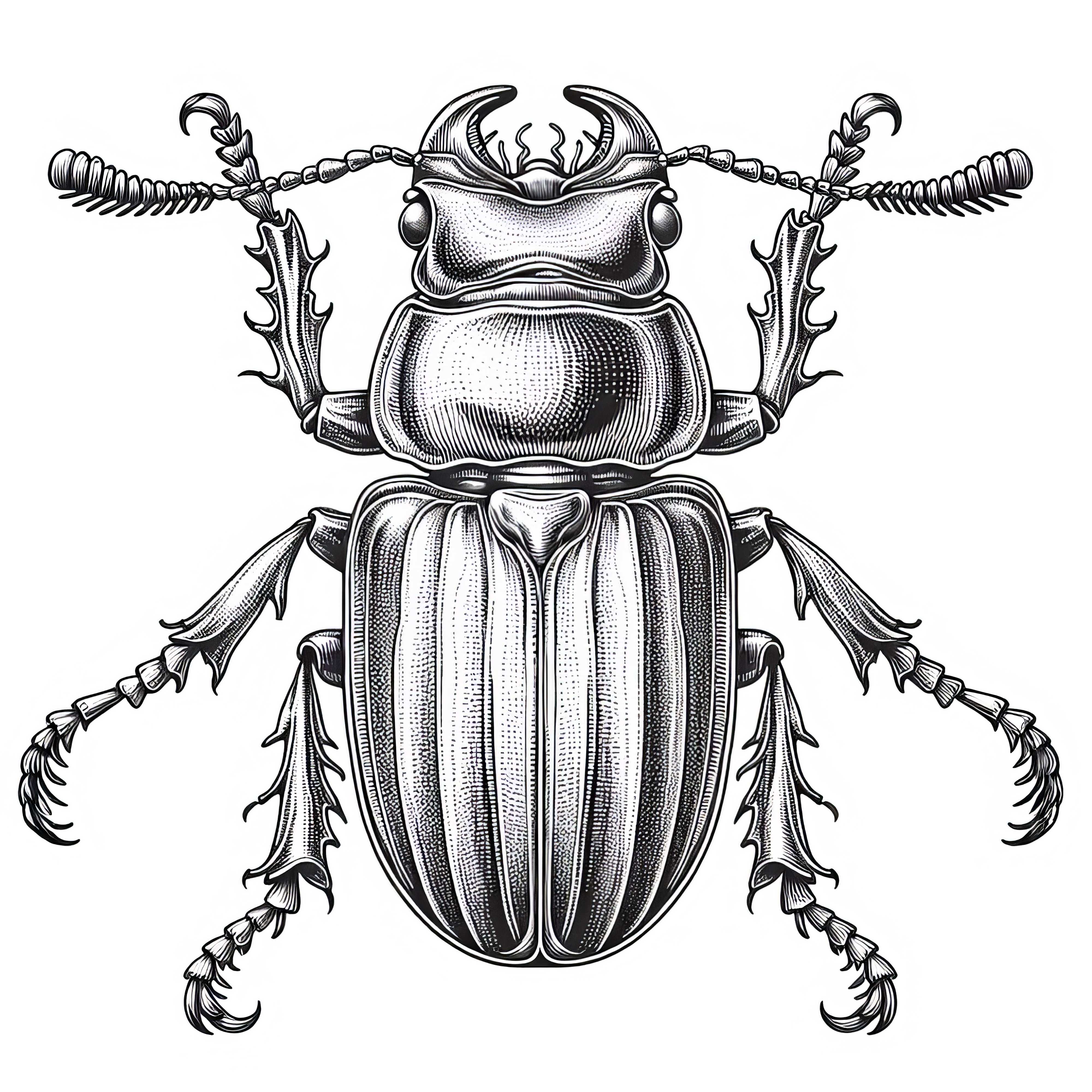 Ausmalbild eines detailreichen K&auml;fers zum Download (Kostenlos)