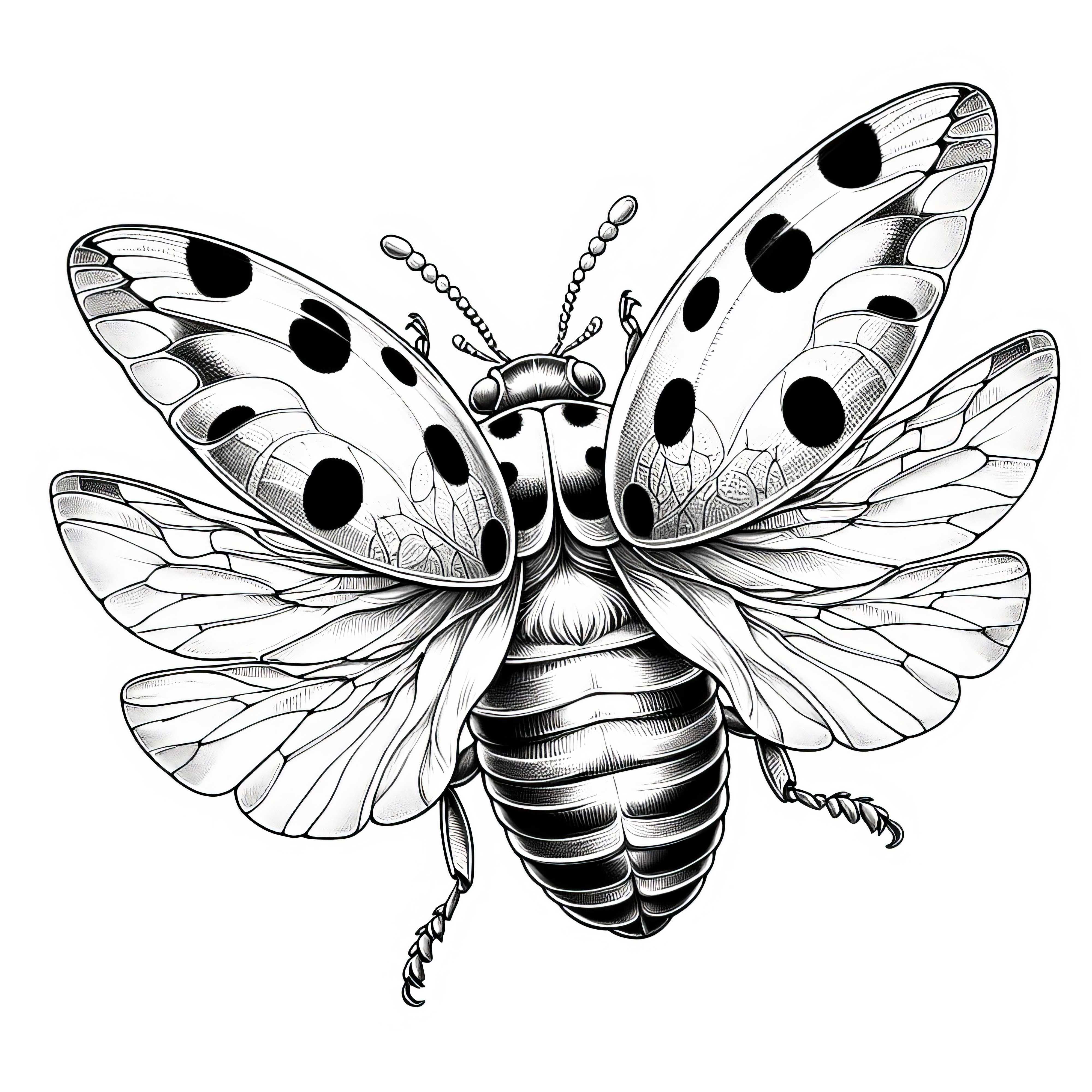 Marih&oslash;ne med &aring;pne vinger tar av i flukt: Detaljrikt fargeleggingsbilde (Gratis)