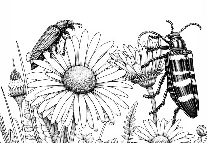 Bille på prestekrage: Fargeleggingsbilde for nedlasting (Gratis)