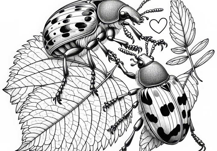 Bille på et blad: Fargeleggingsbilde for nedlasting (Gratis)