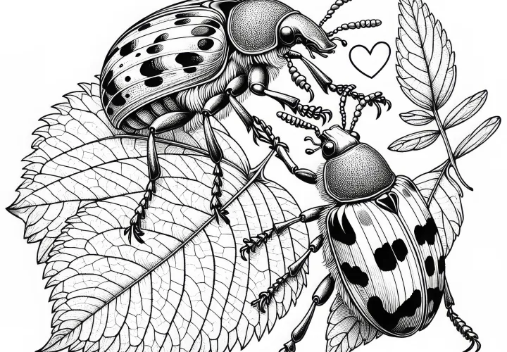 Hrošč na listu: Sliko za pobarvanje za prenos (Brezplačno)