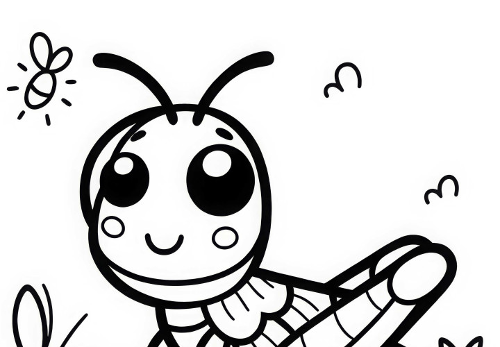 Grashopper farvelægning skabelon til download (gratis)