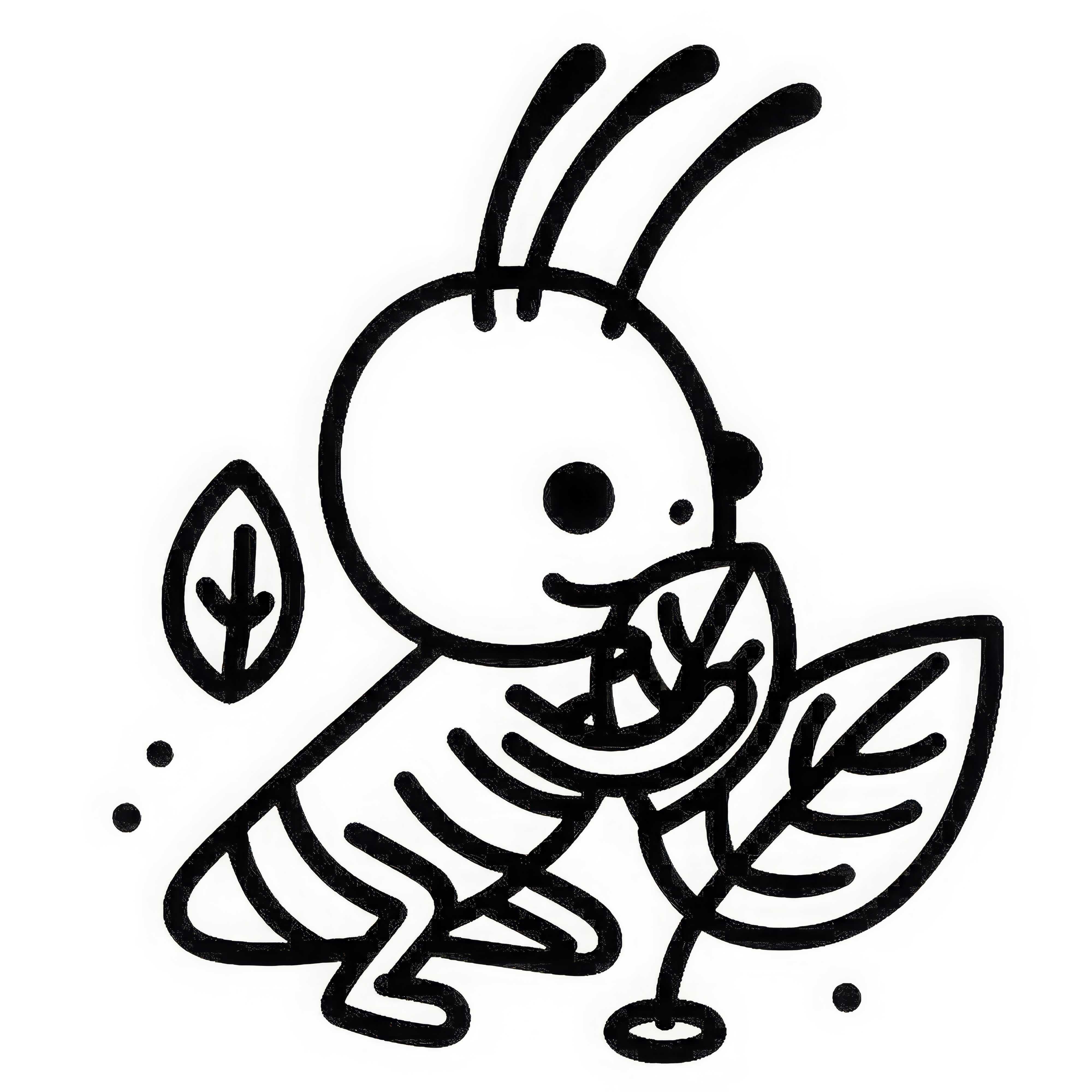 Græshoppe bider i blad: Enkel malebillede (Gratis) Græshoppe bider i blad: Enkelt malebillede (Gratis)