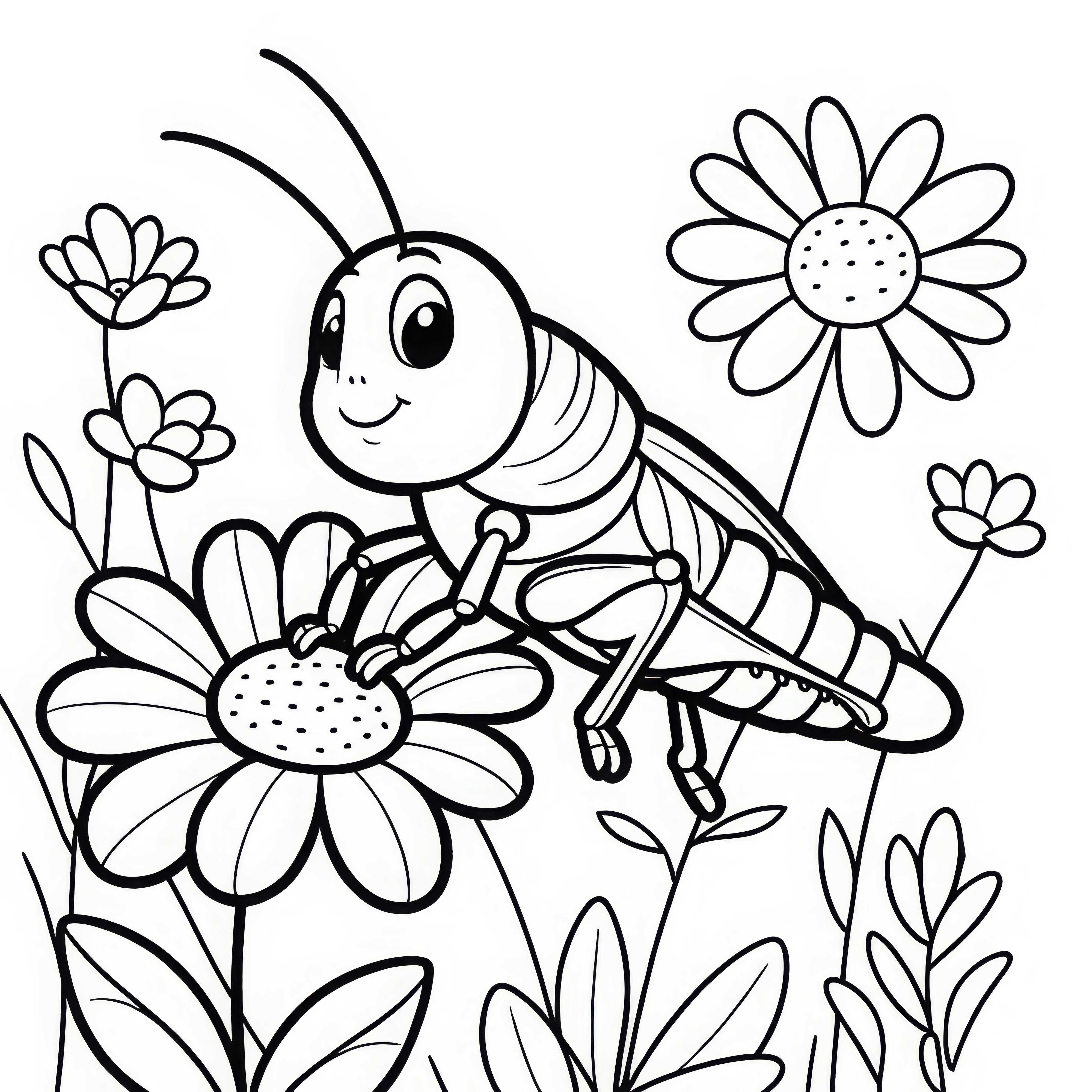 Græshoppe sidder på blomst: Malebog til download (Gratis) Græshoppe sidder på blomst: Malebog til download (Gratis)