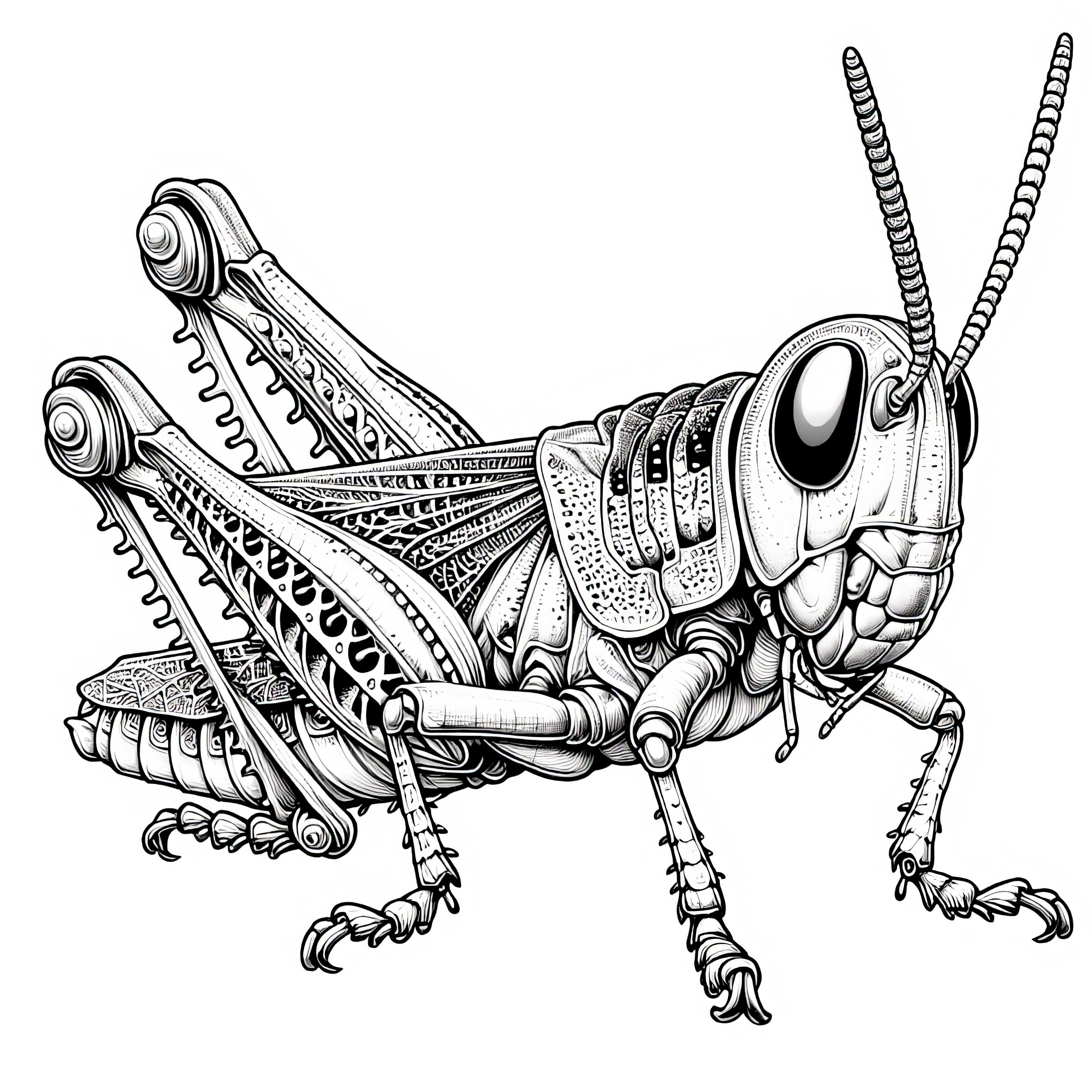 Græshoppe farvelægningsskabelon - Detaljeret og gratis Græshoppe farvelægningsark - Detaljeret og gratis