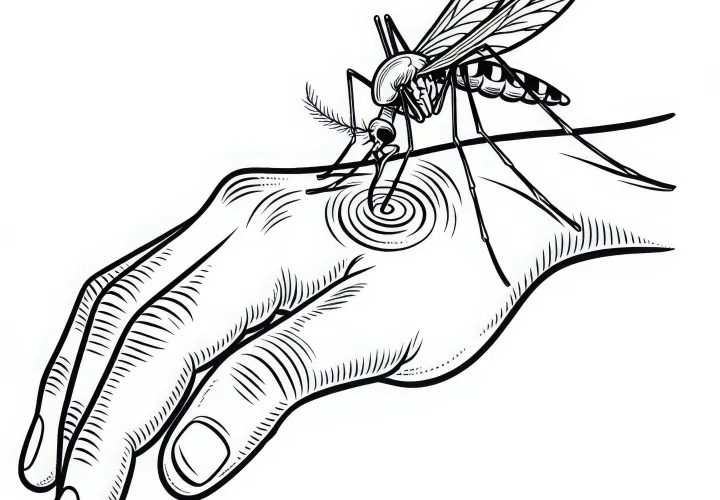 Komar na roki: Predloga za barvanje za prenos (Brezplačno)