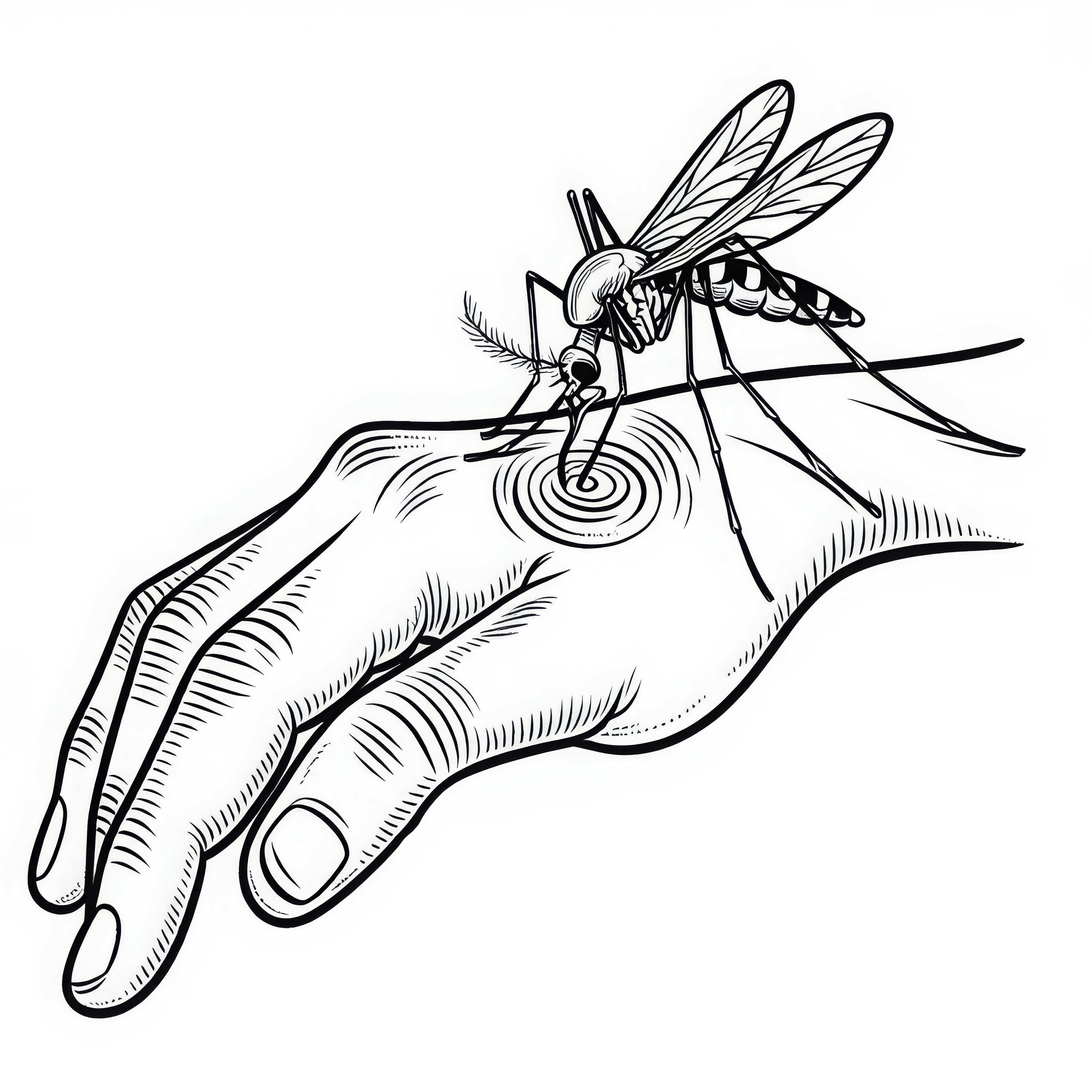 Комар на руке: Раскраска для скачивания (бесплатно)