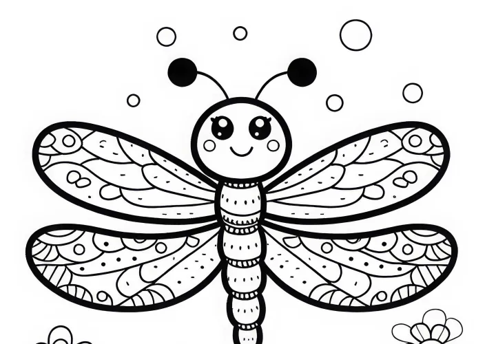 Распечатка раскраски стрекозы для скачивания (бесплатно)