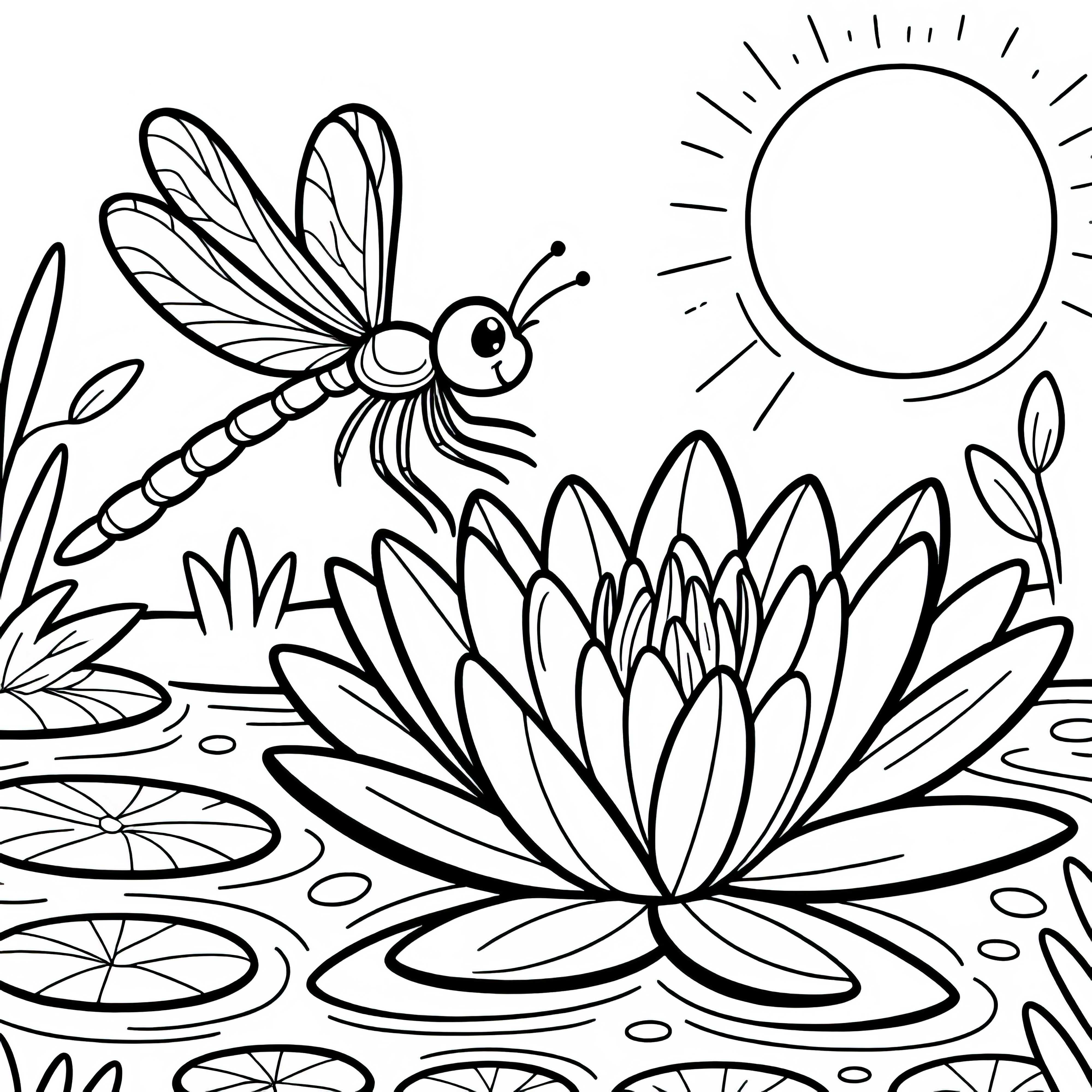 Libellula su ninfea: disegno da colorare da scaricare (gratuito) Libellula su ninfea: Disegno da colorare da scaricare (Gratuito)