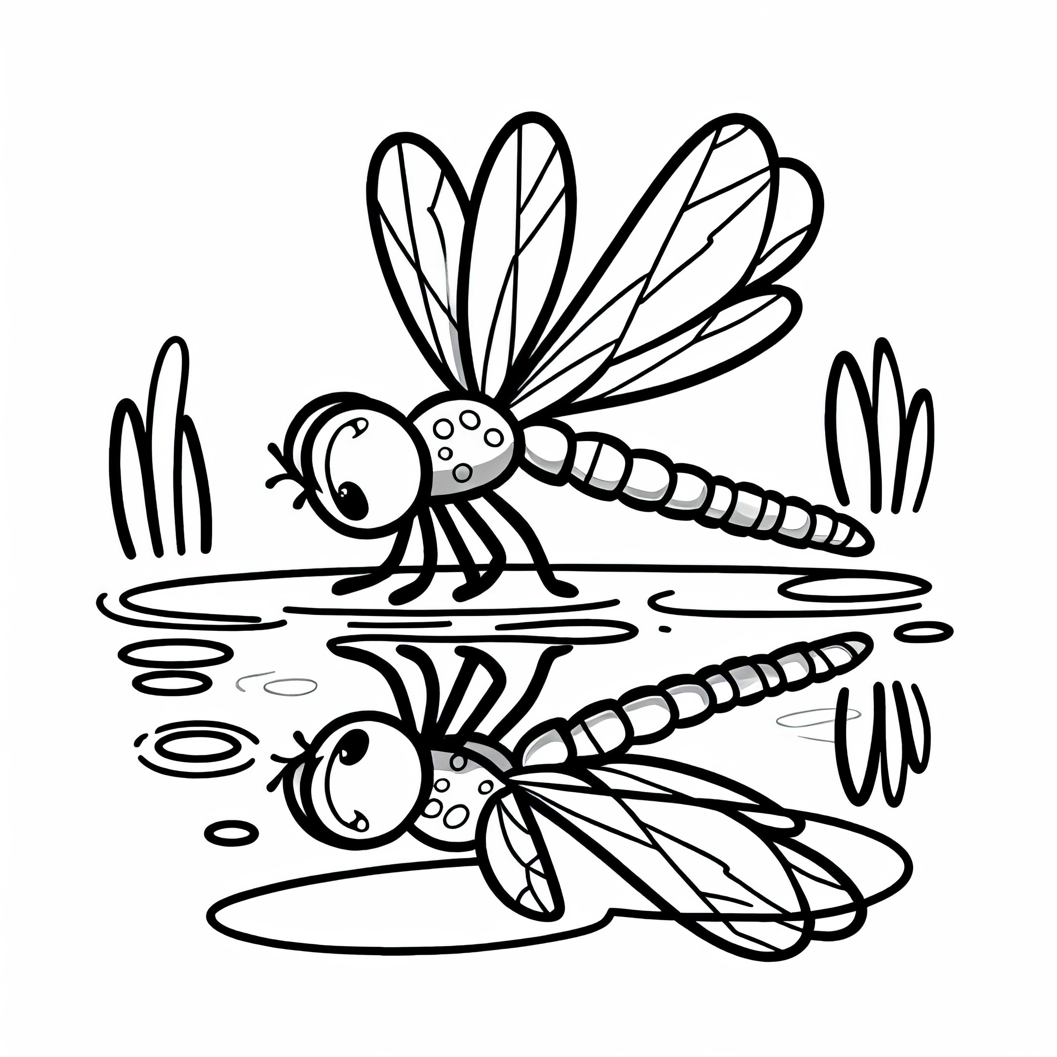 Libellula su un lago: Modello da colorare da scaricare (Gratis) Libellula su un lago: Disegno da colorare da scaricare (Gratuito)