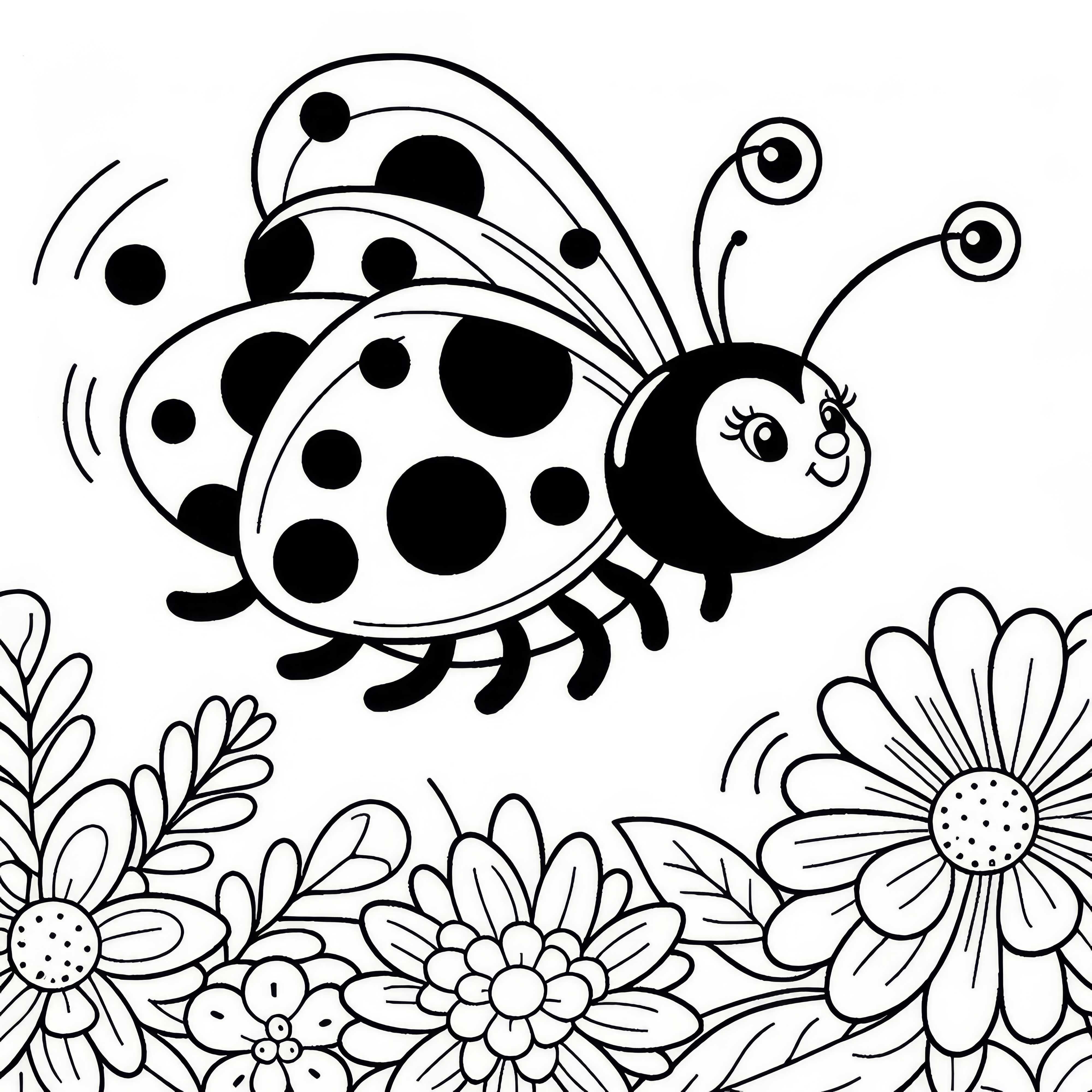 Ladybug flies through the air with outstretched wings: Free coloring page