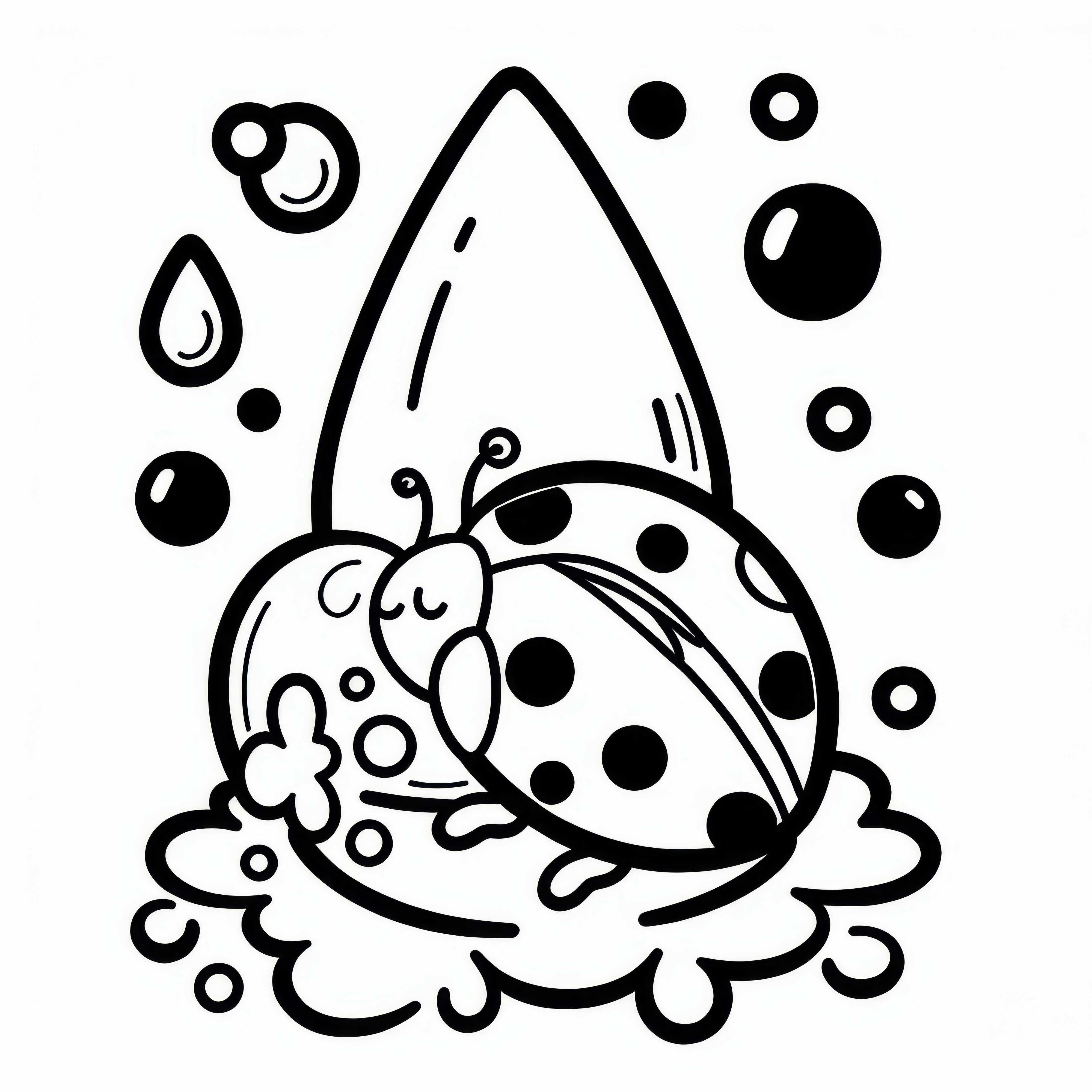 Ladybug rests on a water droplet: Coloring page for download (Free)