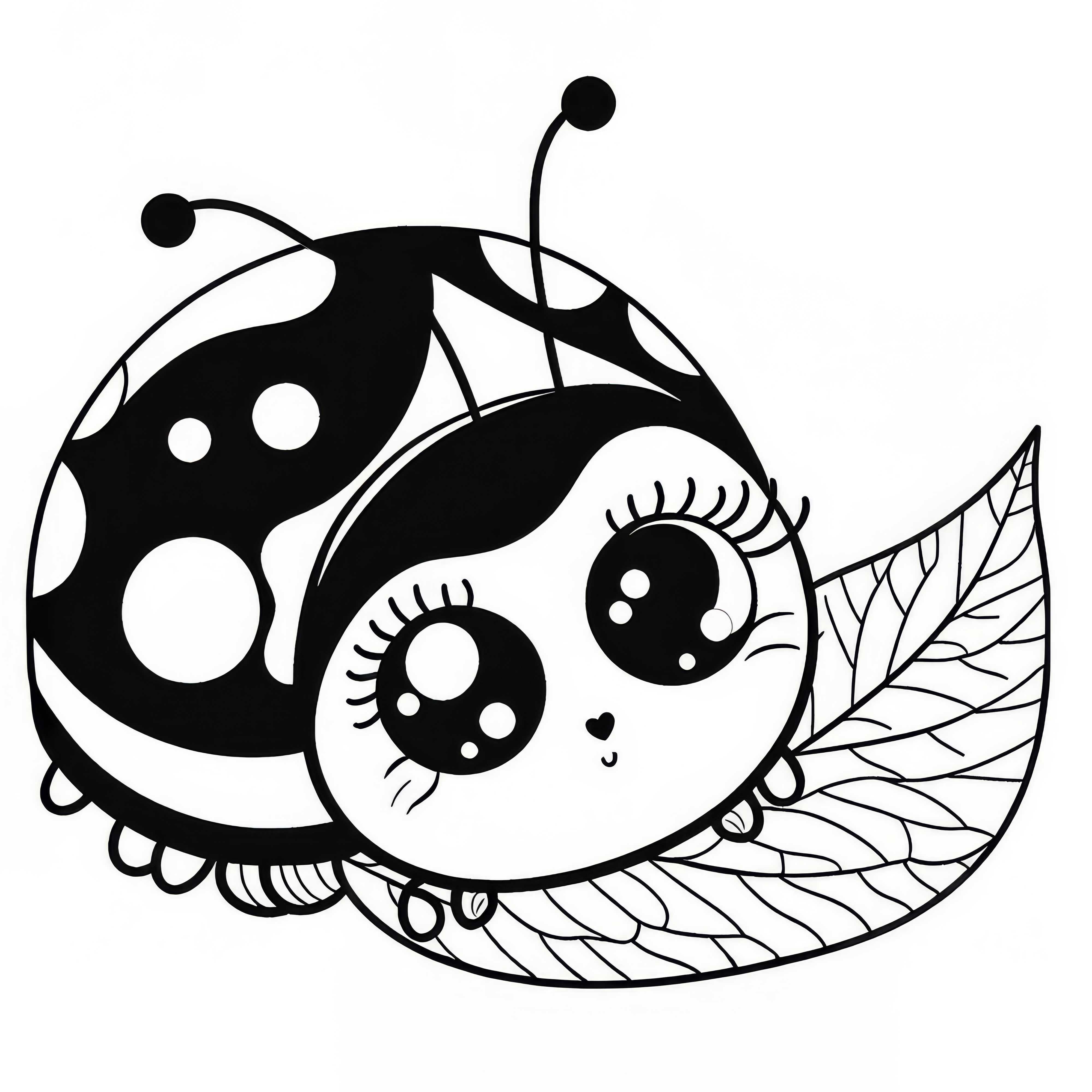 Ladybug looks curiously at the world: Simple coloring template (Free)