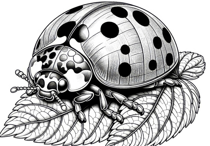 Ladybug: Detailed coloring page (Free) Ladybird: Detailed coloring template (Free)