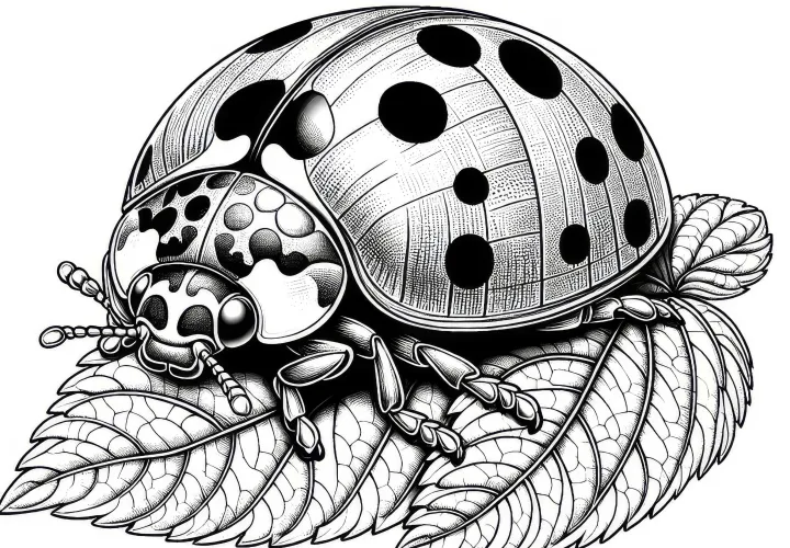 Ladybird: Detailed coloring template (Free)