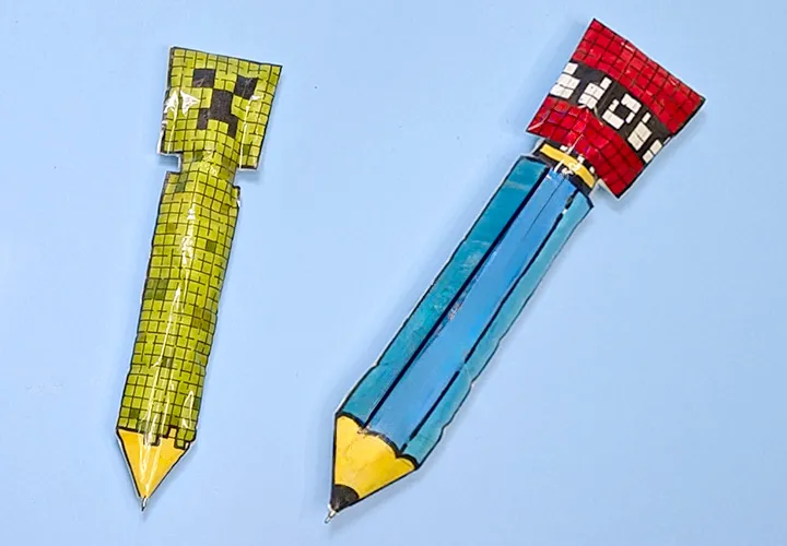 Minecraft Creeper-Stift Paper Squishy basteln: Kreative Schreibutensilien im Pixelstil
