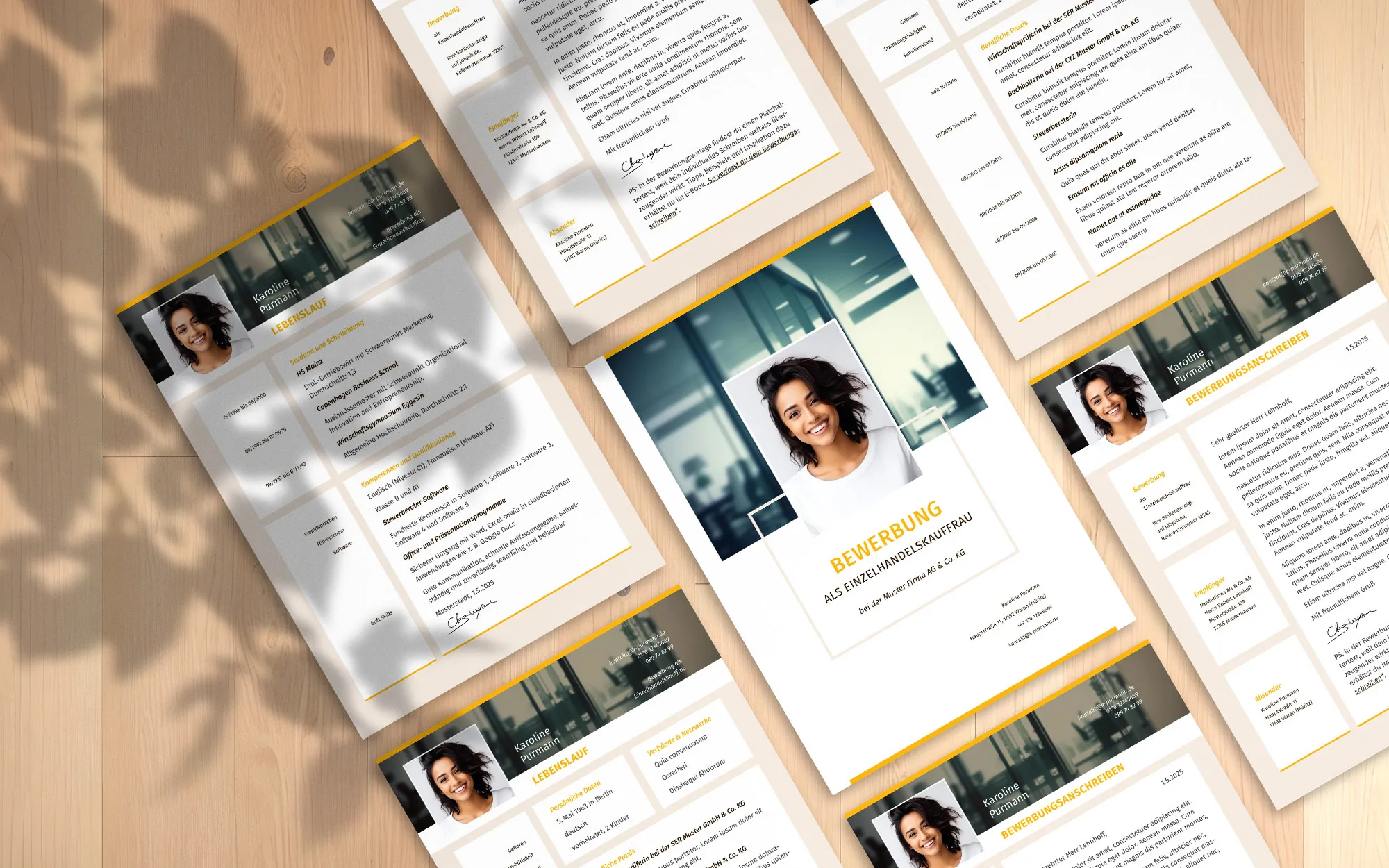 Application as service clerk: Template for resume and cover letter