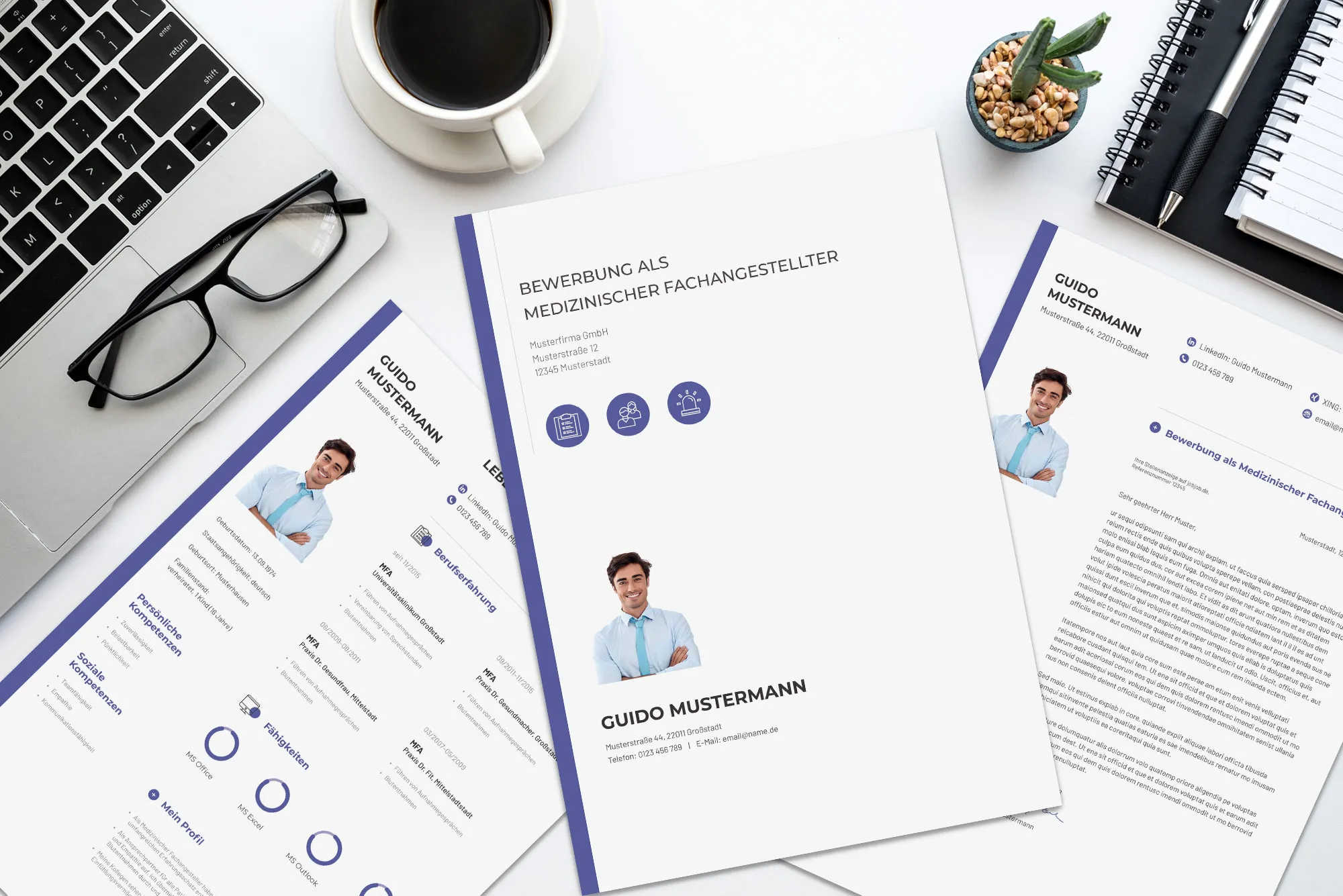 Application as service clerk: Template for cover letter and CV available for download