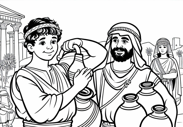 Boy carries water jugs for Roman trader coloring page Roman Empire free