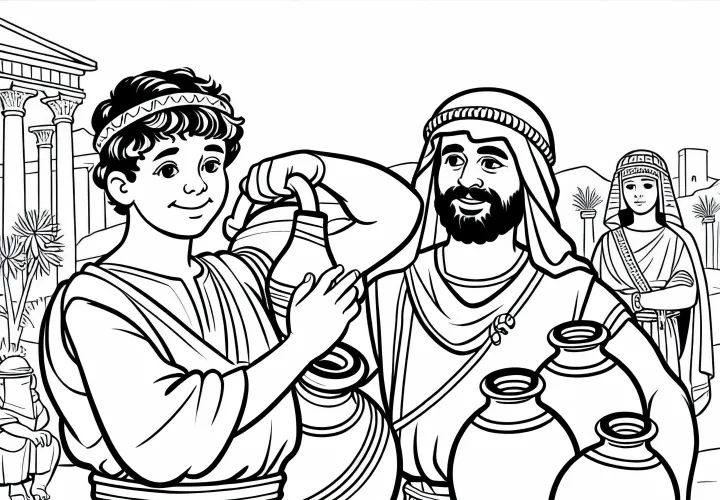 Молодой человек несет водяные кувшины для римского купца раскраска Древний Рим бесплатно
