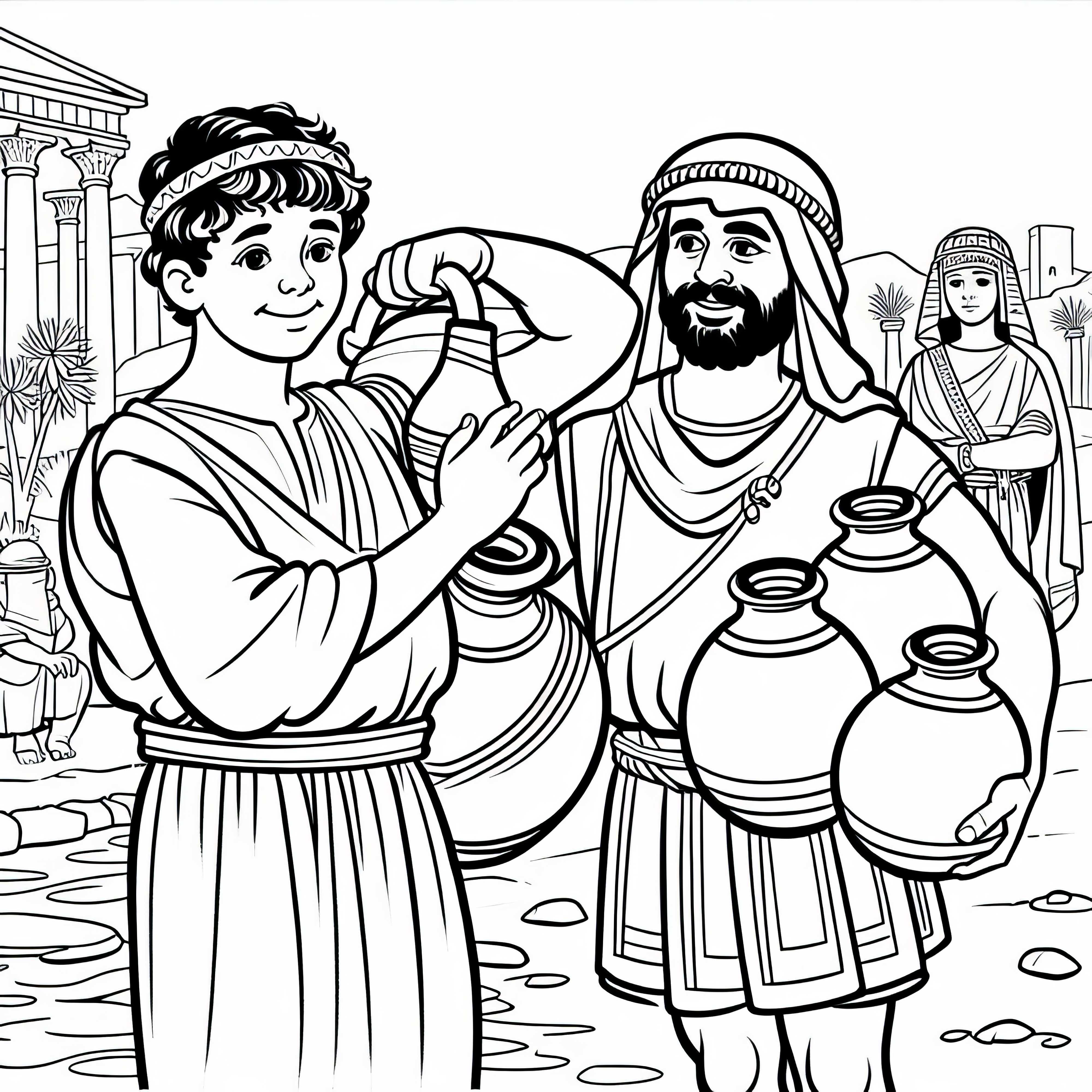 Boy carries water jugs for Roman merchant coloring page Roman Empire free