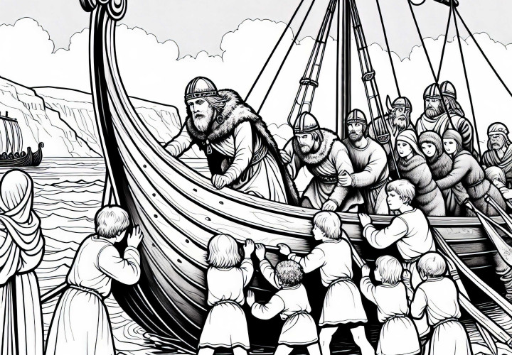 Раскраска Викингского корабля бесплатно