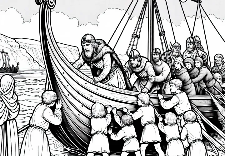 Раскраска Викингского корабля бесплатно
