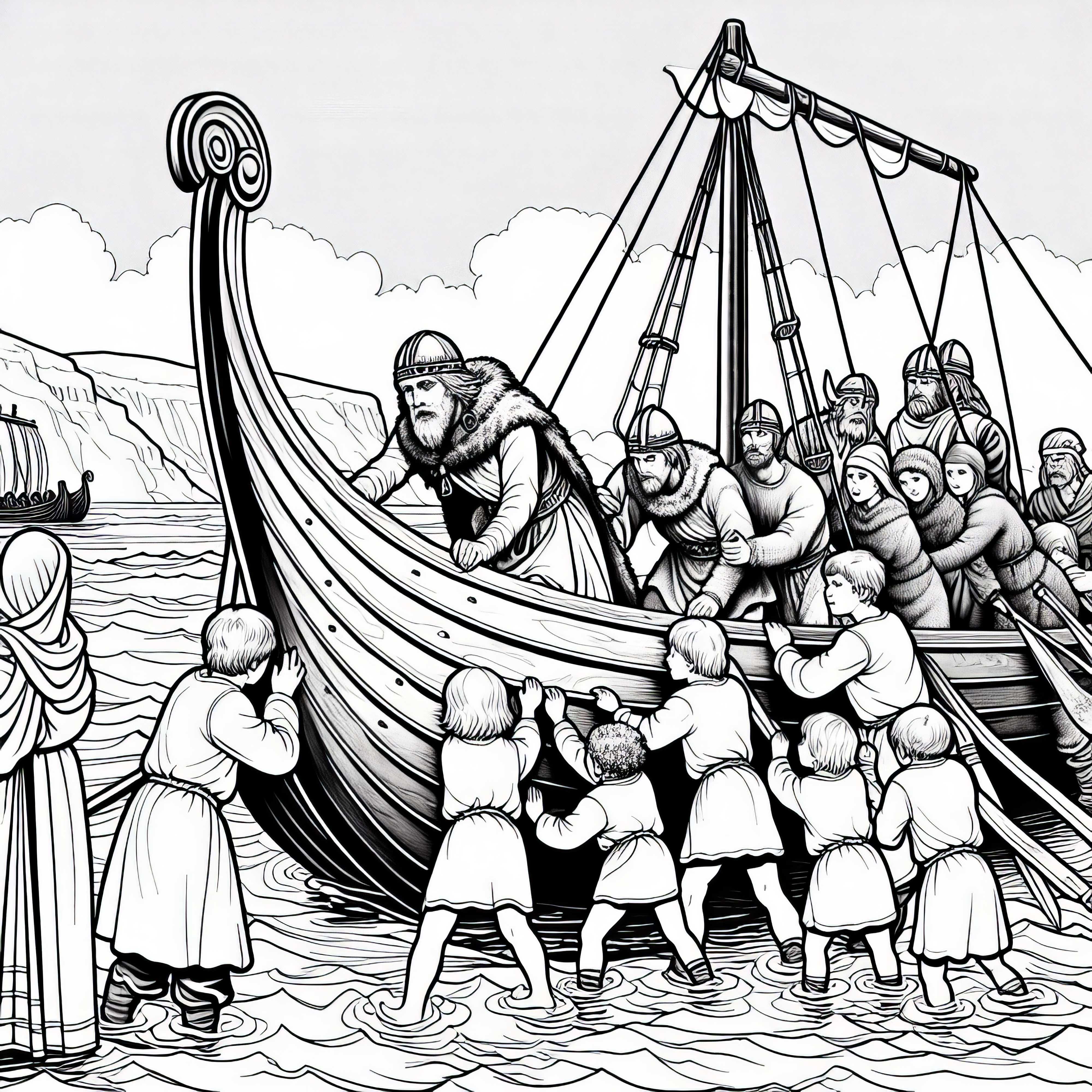 Бесплатная раскраска викингского корабля