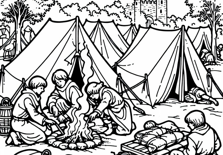 Opbevaringsplads til ridere farvelægningsbillede korsfarertog gratis