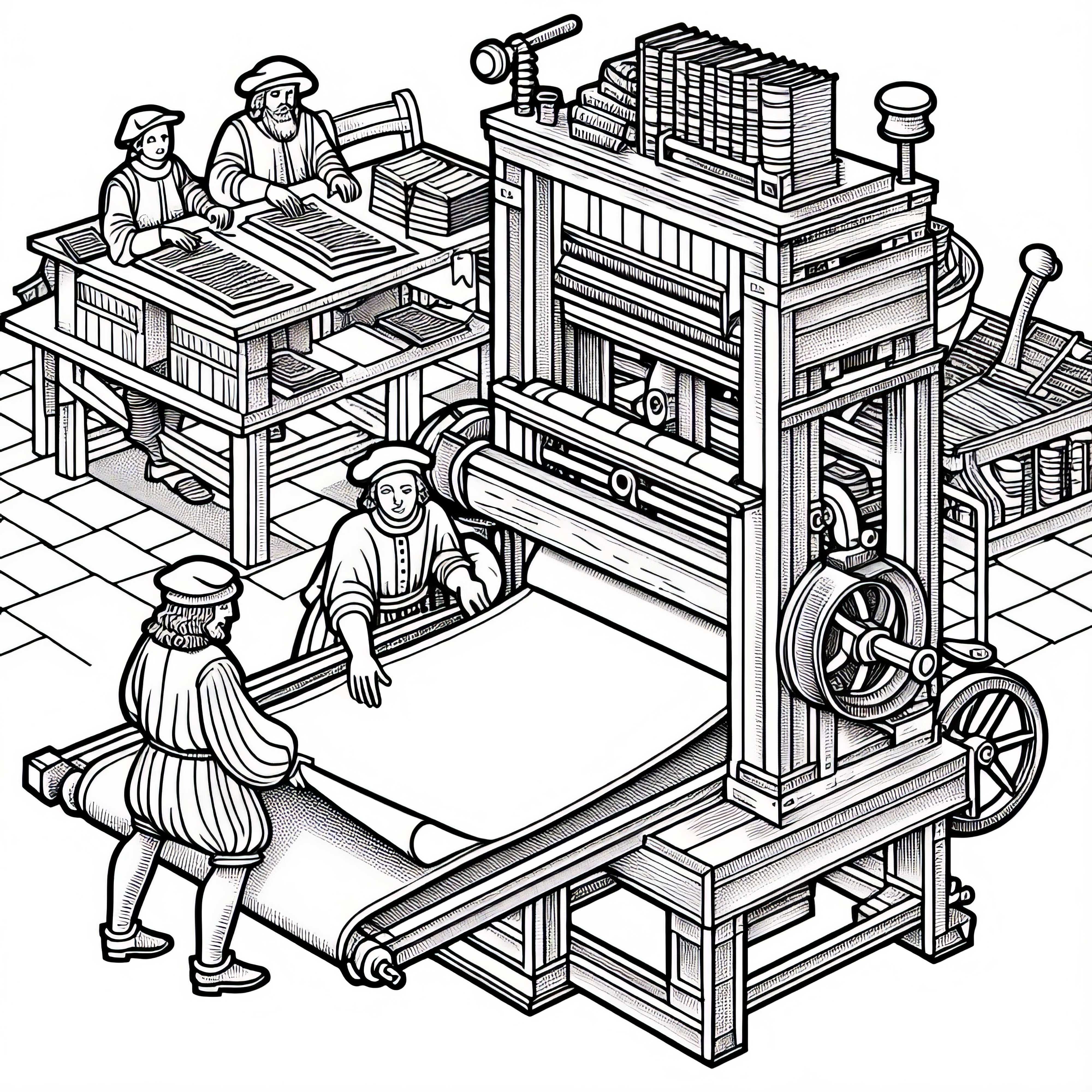 Printing Press Coloring Page Renaissance Free Printing press coloring page Renaissance free