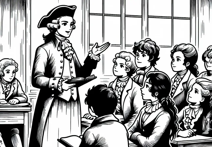 Учитель объясняет в школе, почему люди требуют равных прав – Раскраска Французской революции бесплатно