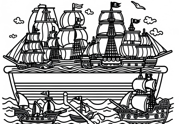 Toy Sailboats Coloring Page for Pirates – Free Offer