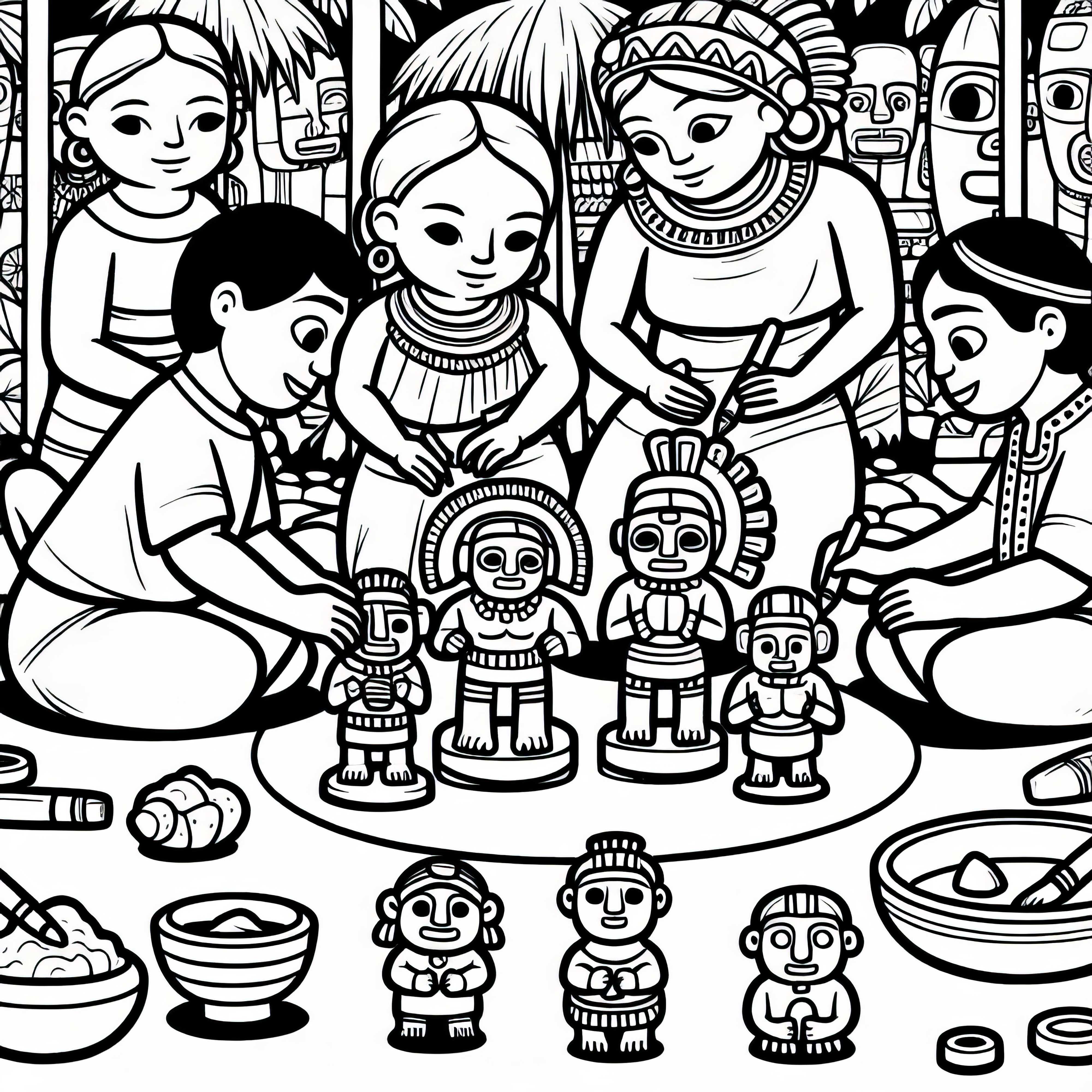 Produksjon av figurer for et ritual &ndash; Malebilde Maya gratis