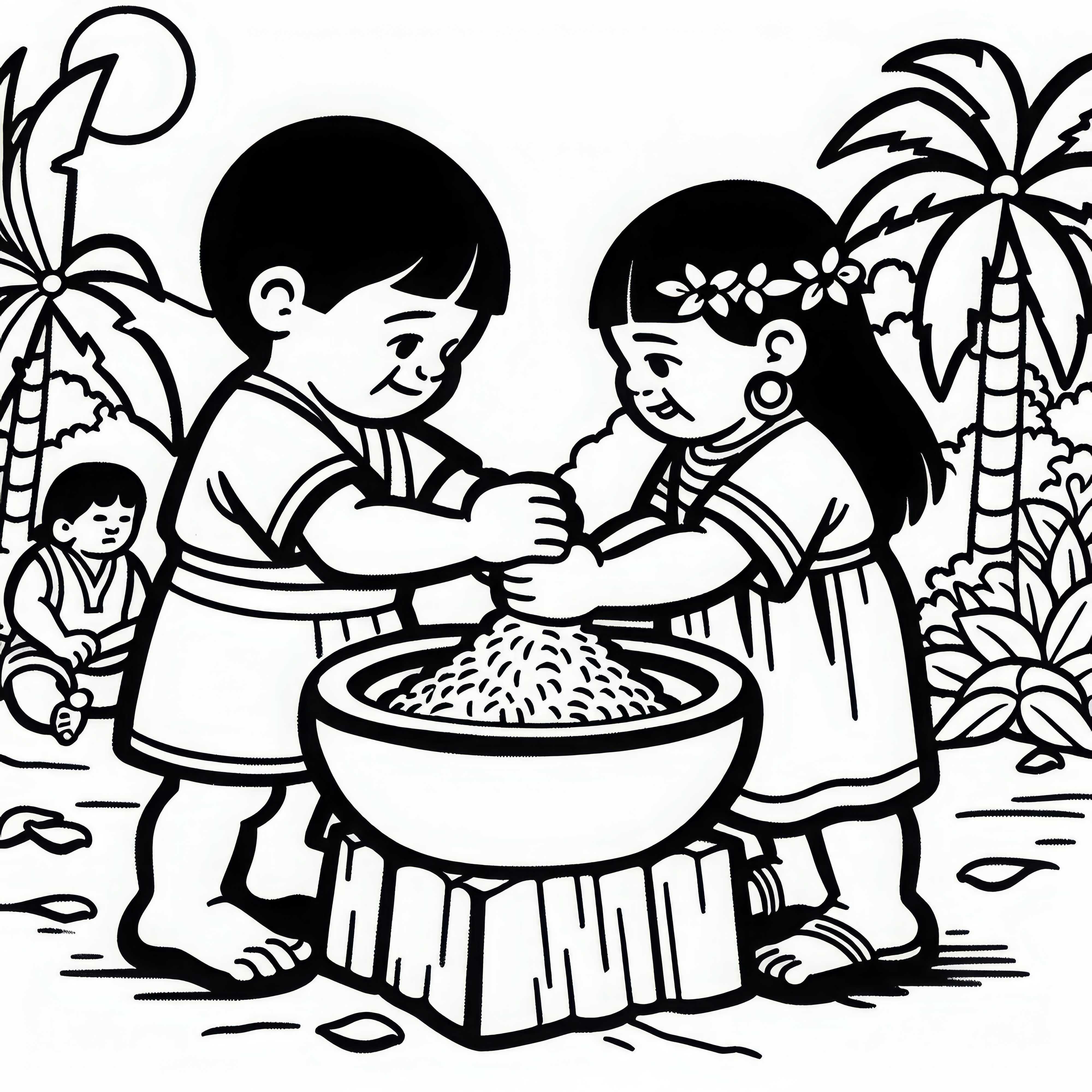 Bambini con guscio di mais - Disegno da colorare Inca da scaricare gratuitamente Bambini con gusci di mais - Immagine da colorare Inca da scaricare gratuitamente