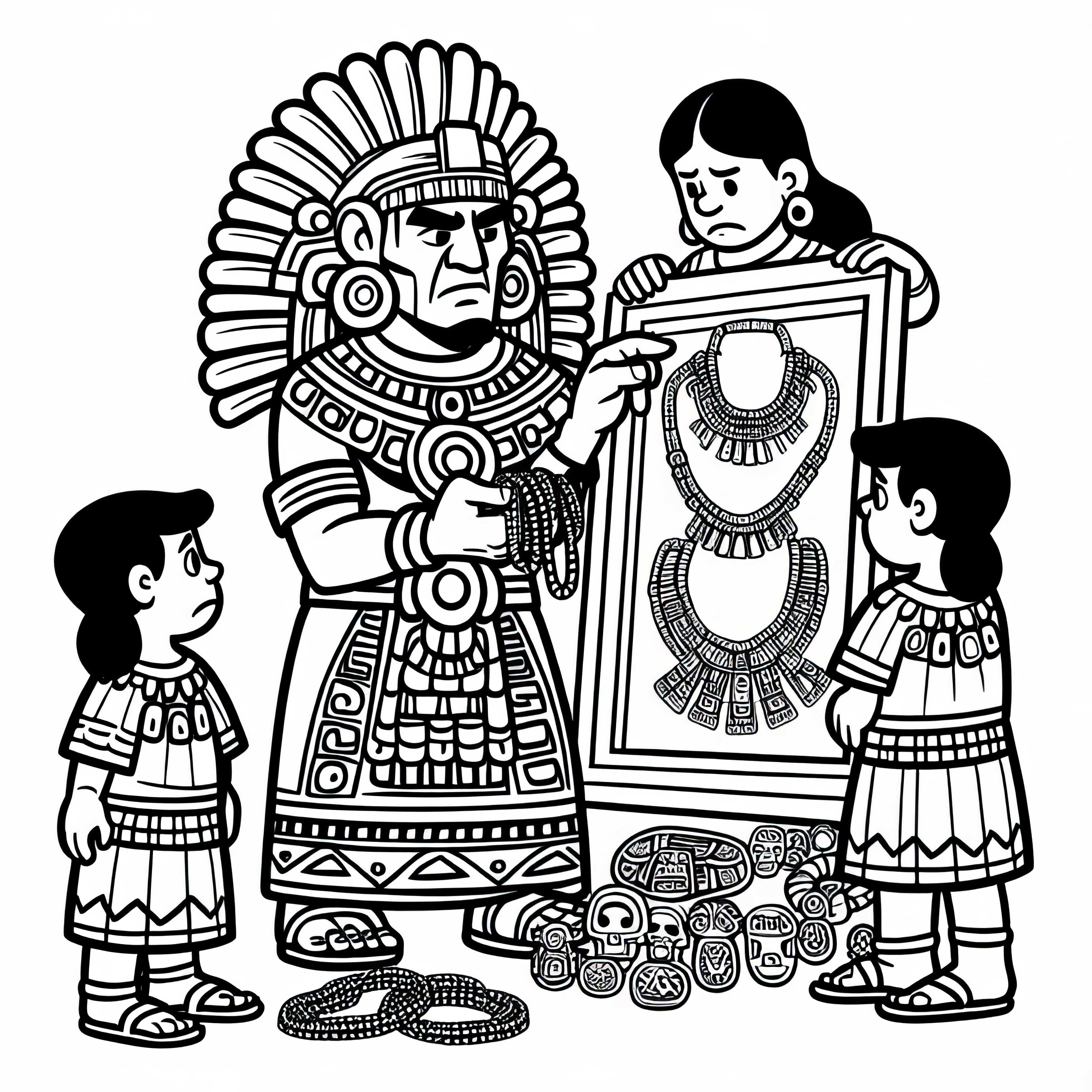Warrior talks about his jewelry and clothing – Free coloring page Aztecs Warrior talks about his jewelry and clothing - Aztec coloring page free