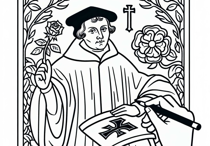 Раскраска Лютера к Реформации. Бесплатно скачать